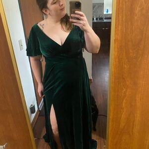 Azazie Kimber Emerald Velvet Dress